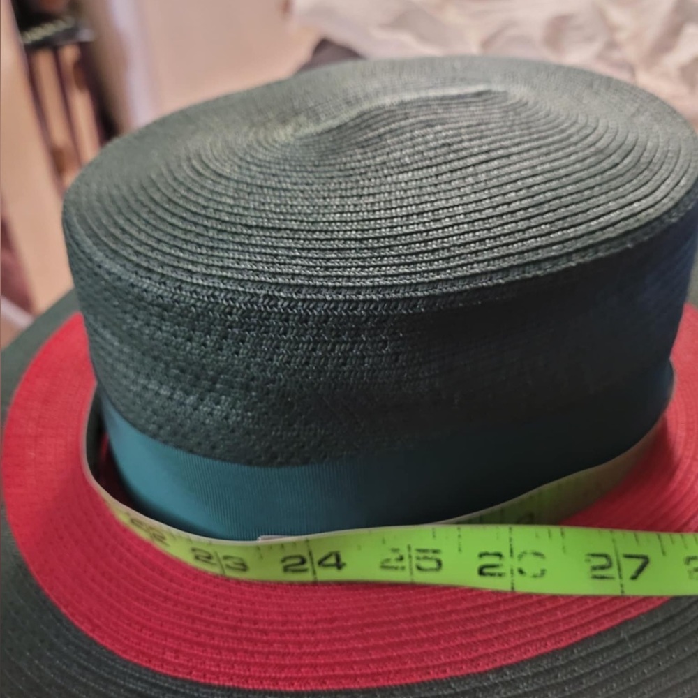 Green and Red Straw Hat with Ribbon - Picture 11 of 11